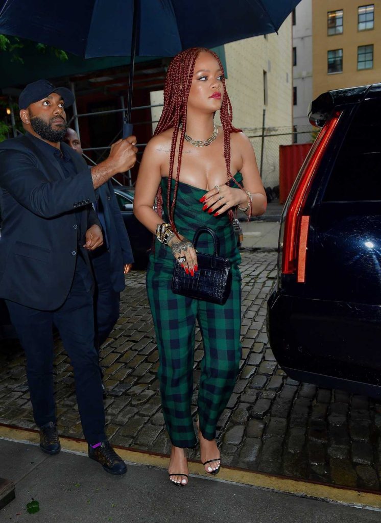 Rihanna in Plaid Jumpsuit