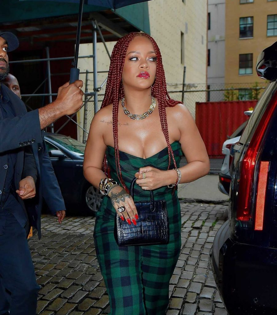 Rihanna in Plaid Jumpsuit