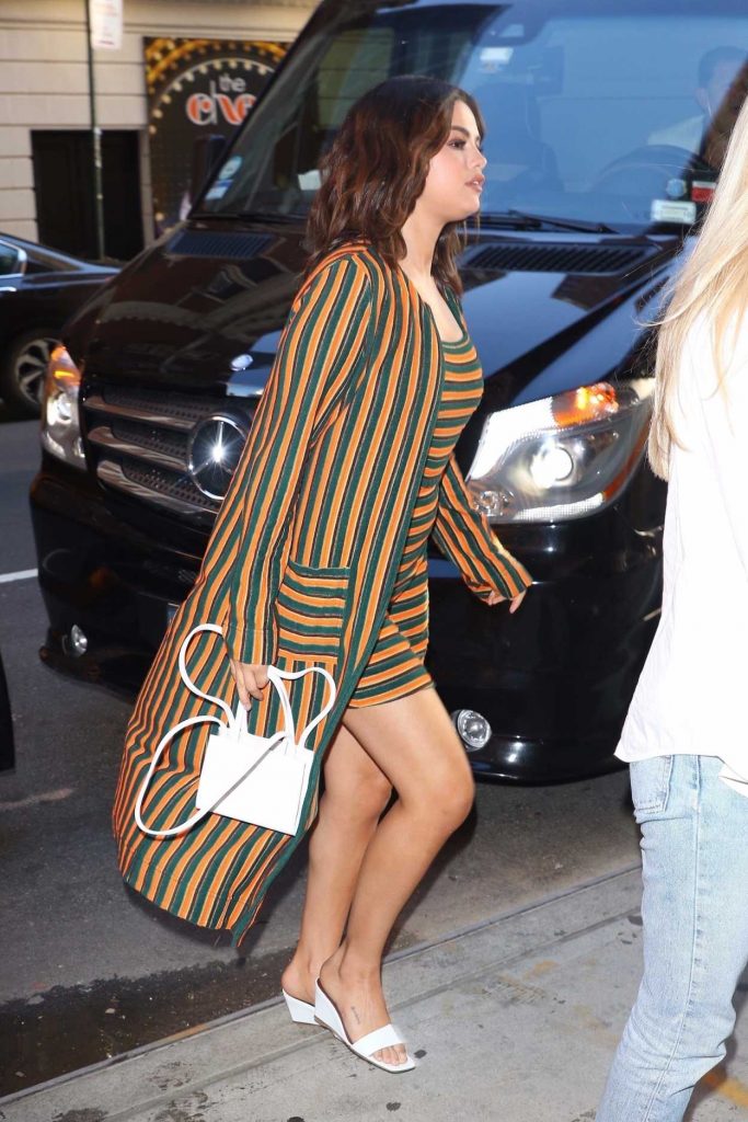 Selena Gomez in a Striped Cardigan