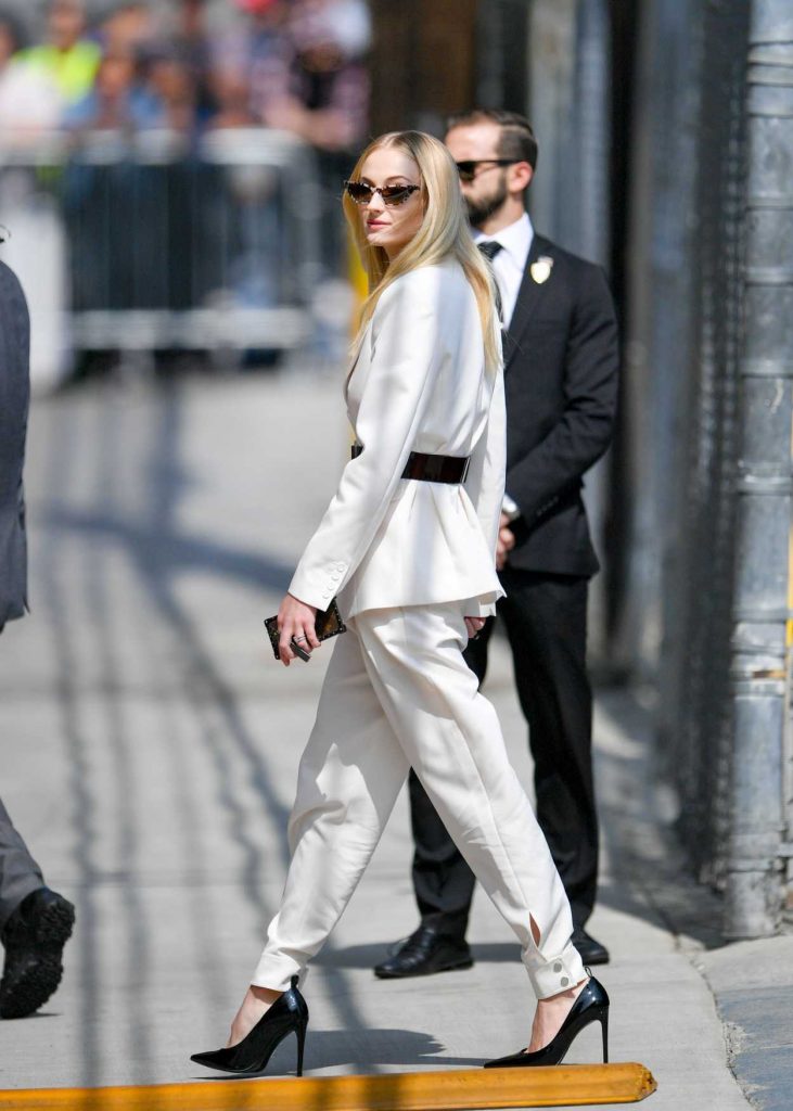 Sophie Turner in a White Suit