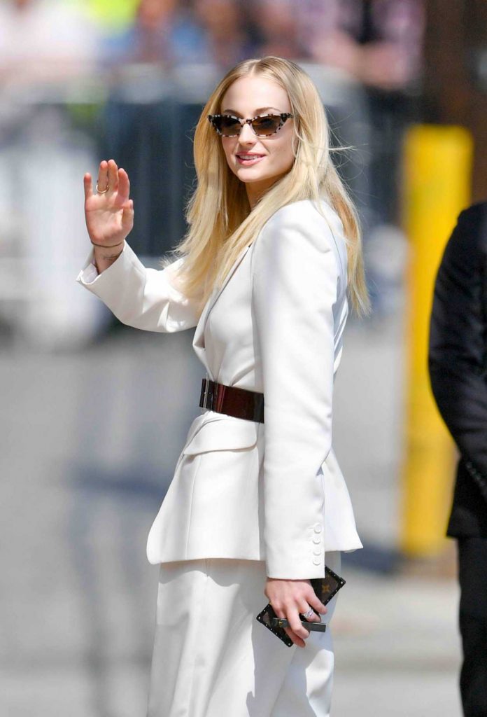 Sophie Turner in a White Suit
