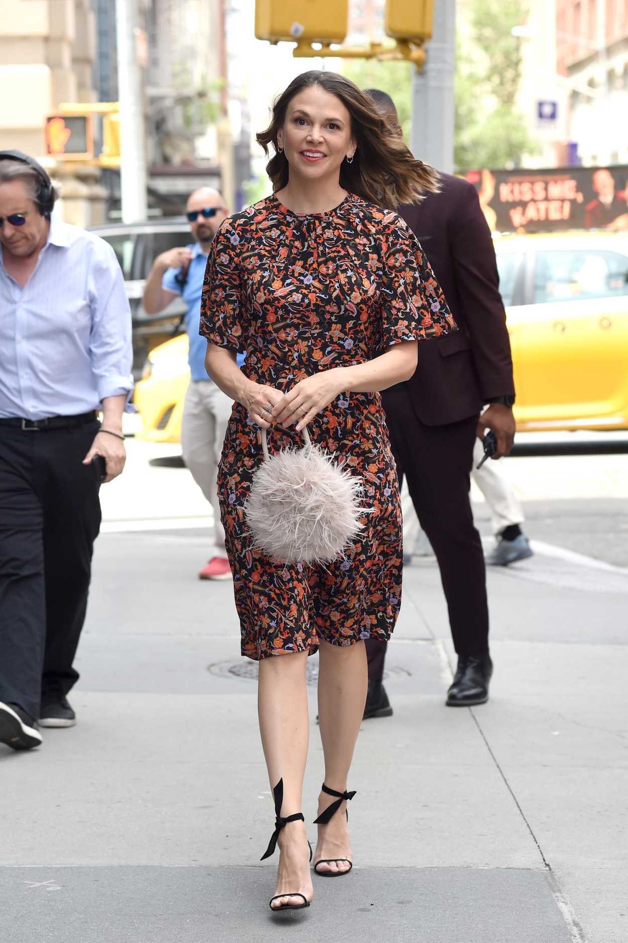 Sutton Foster in a Floral Dress Visits the Build Studios in New York 06 ...