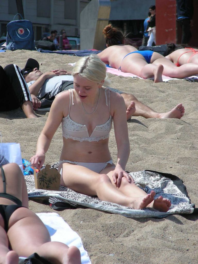 Zara Larsson in a White Bikini