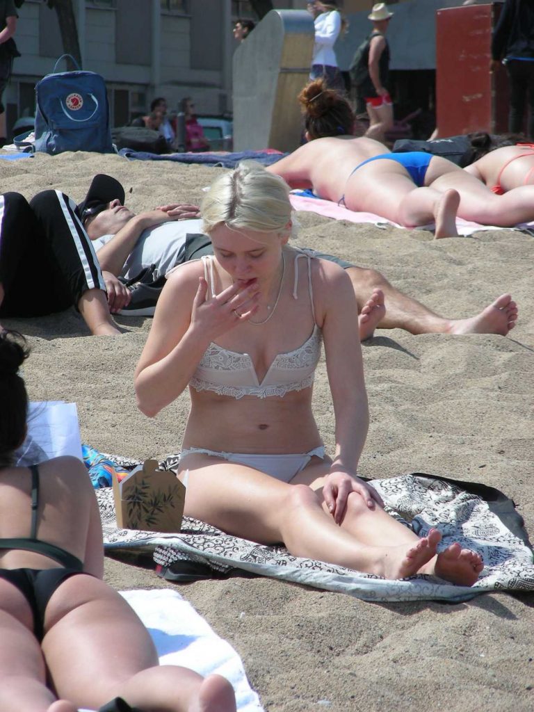 Zara Larsson in a White Bikini