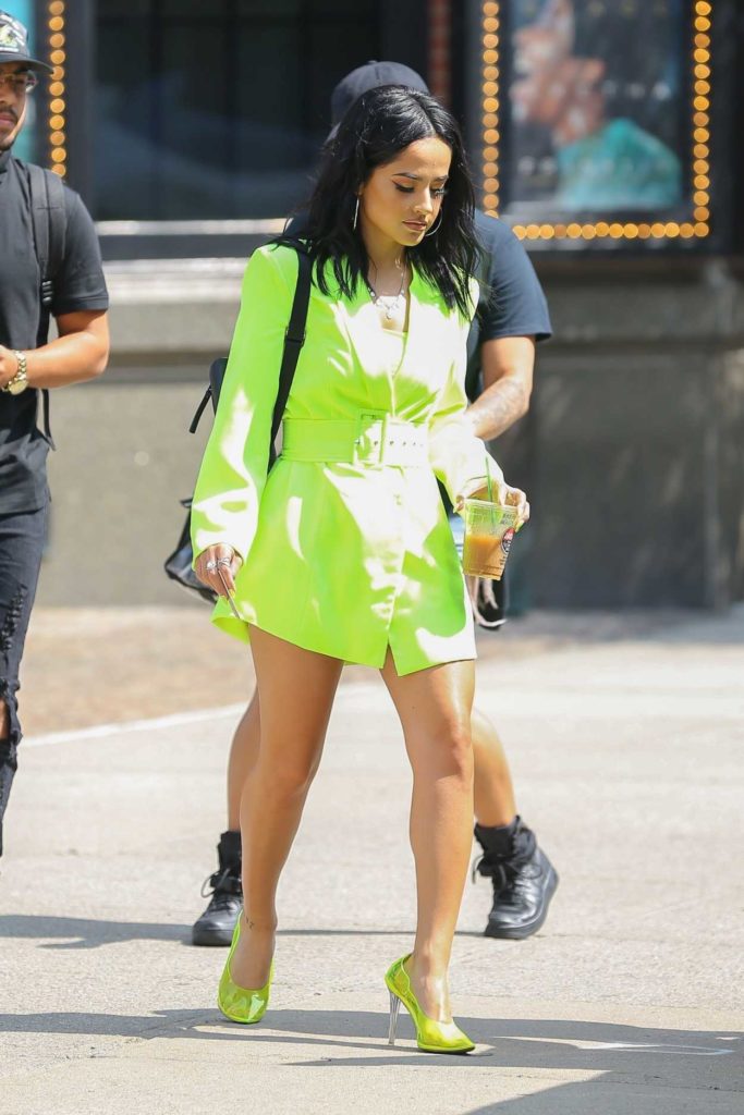 Becky G in a Neon Green Outfit