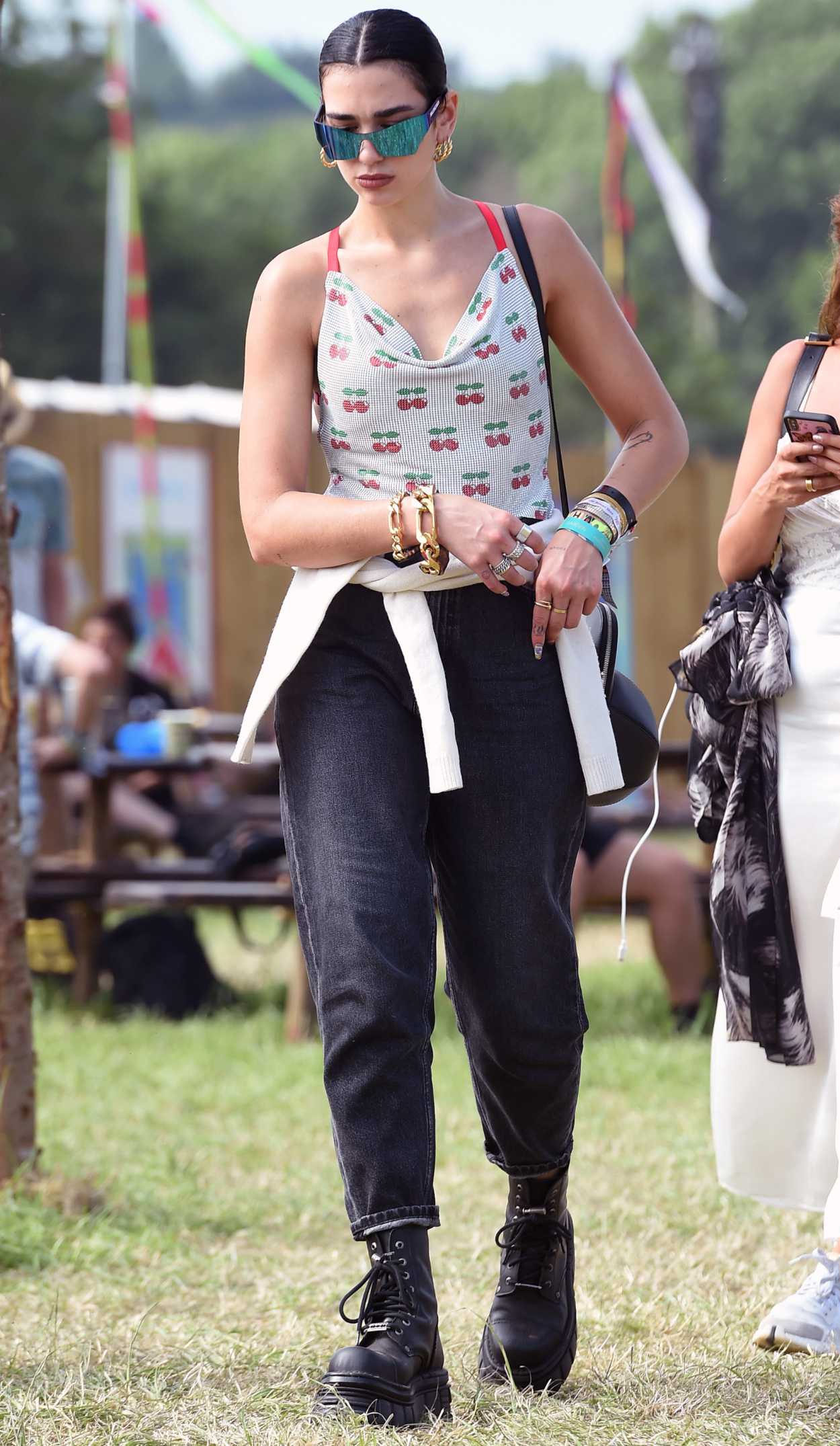 Dua Lipa in a Black Boots Was Spotted in Glastonbury During 2019 ...
