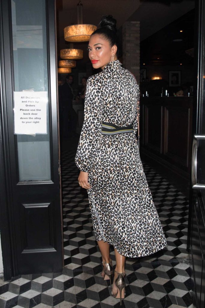 Nicole Scherzinger in a Leopard Print Dress