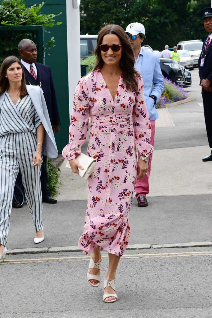 Pippa Middleton in a Pink Floral Dress