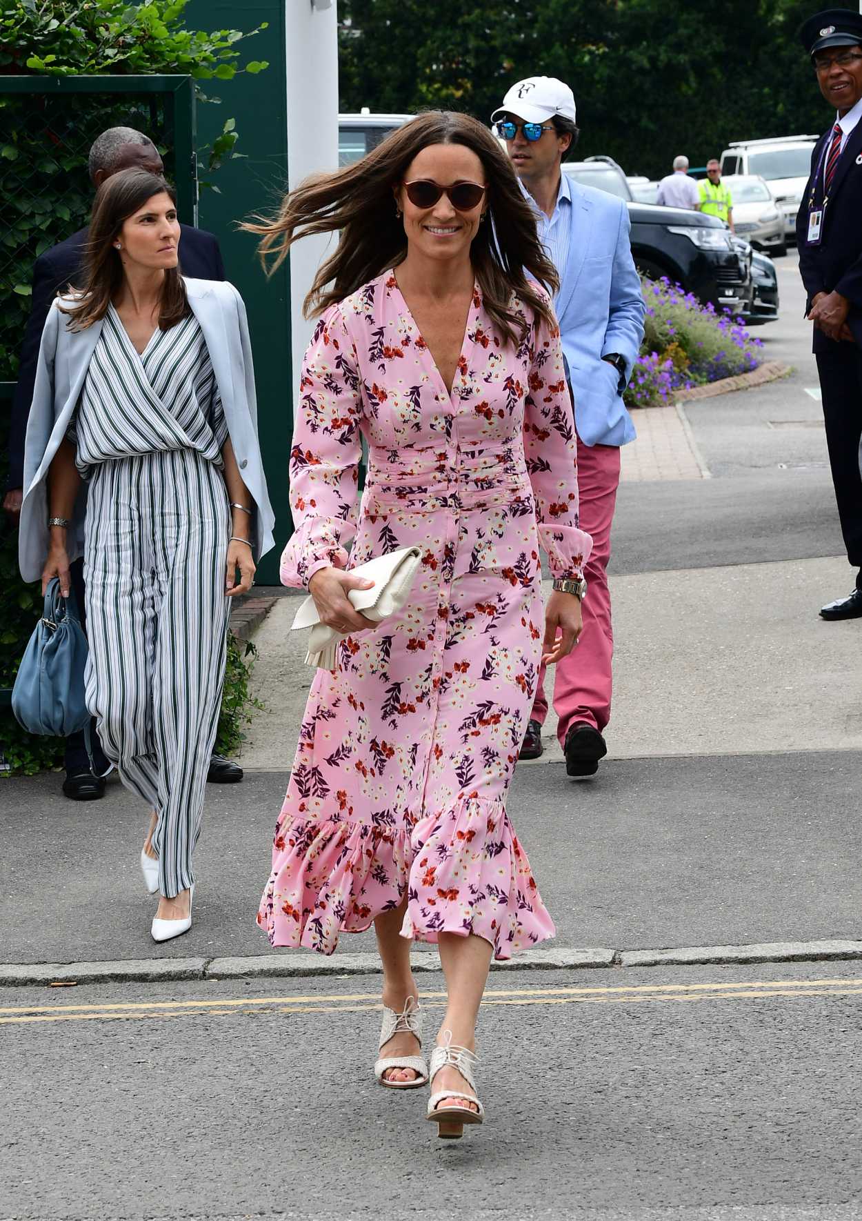 Pippa Middleton in a Pink Floral Dress Arrives at Wimbledon Tennis ...