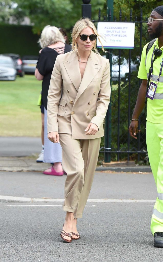 Sienna Miller in a Beige Suit