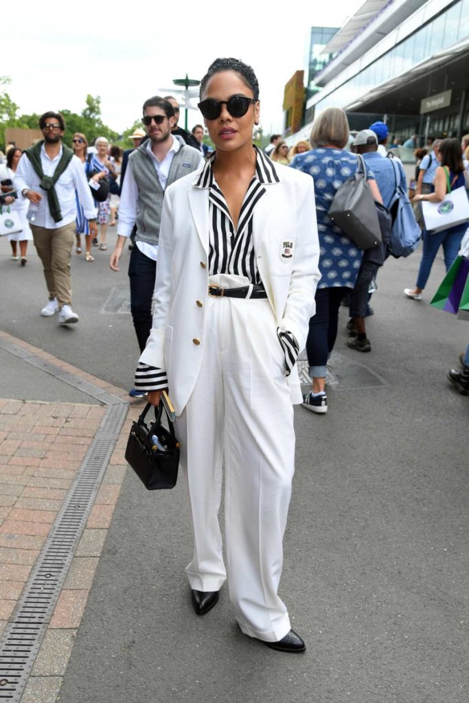Tessa Thompson in a White Suit