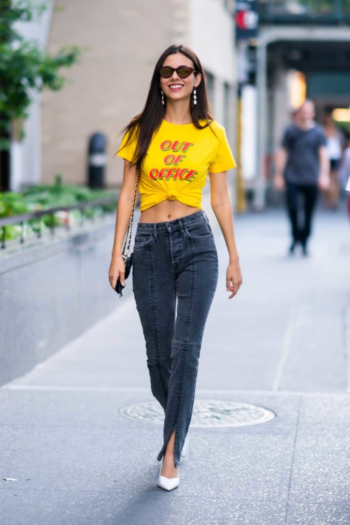 Victoria Justice in a Yellow Tee