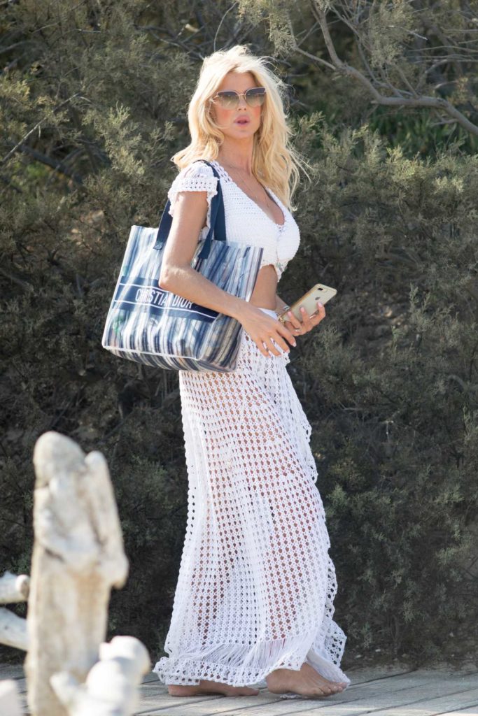 Victoria Silvstedt in a White Transparent Skirt