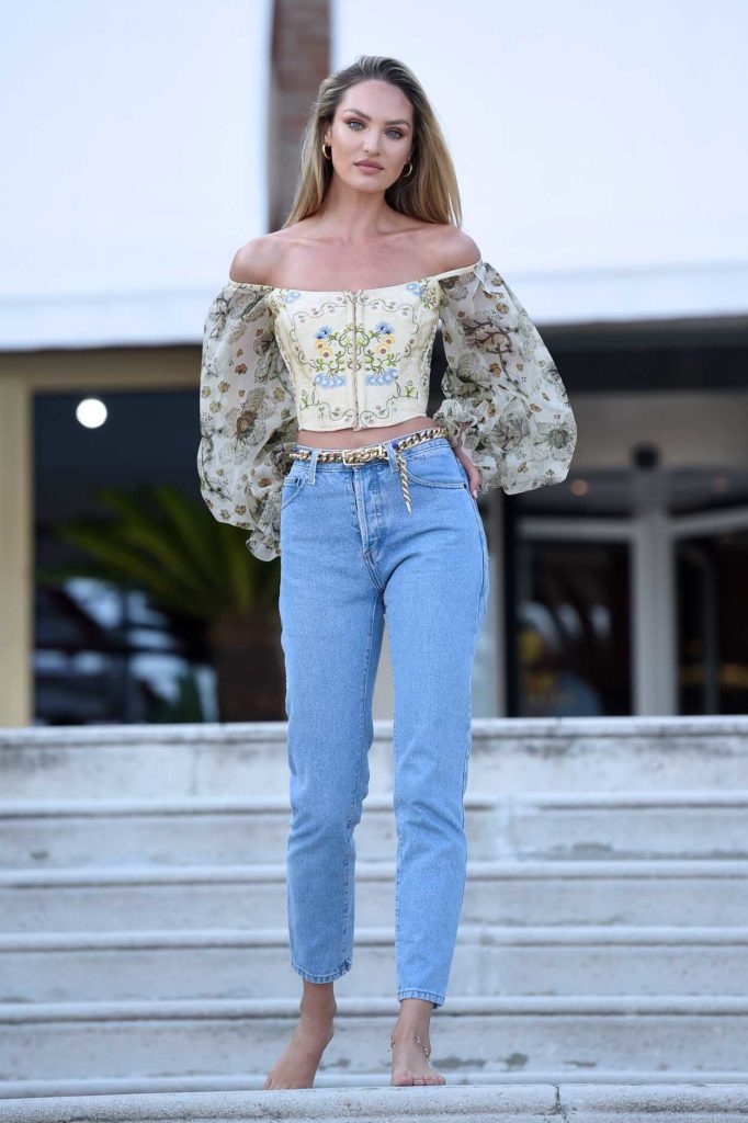 Candice Swanepoel in a Floral Blouse
