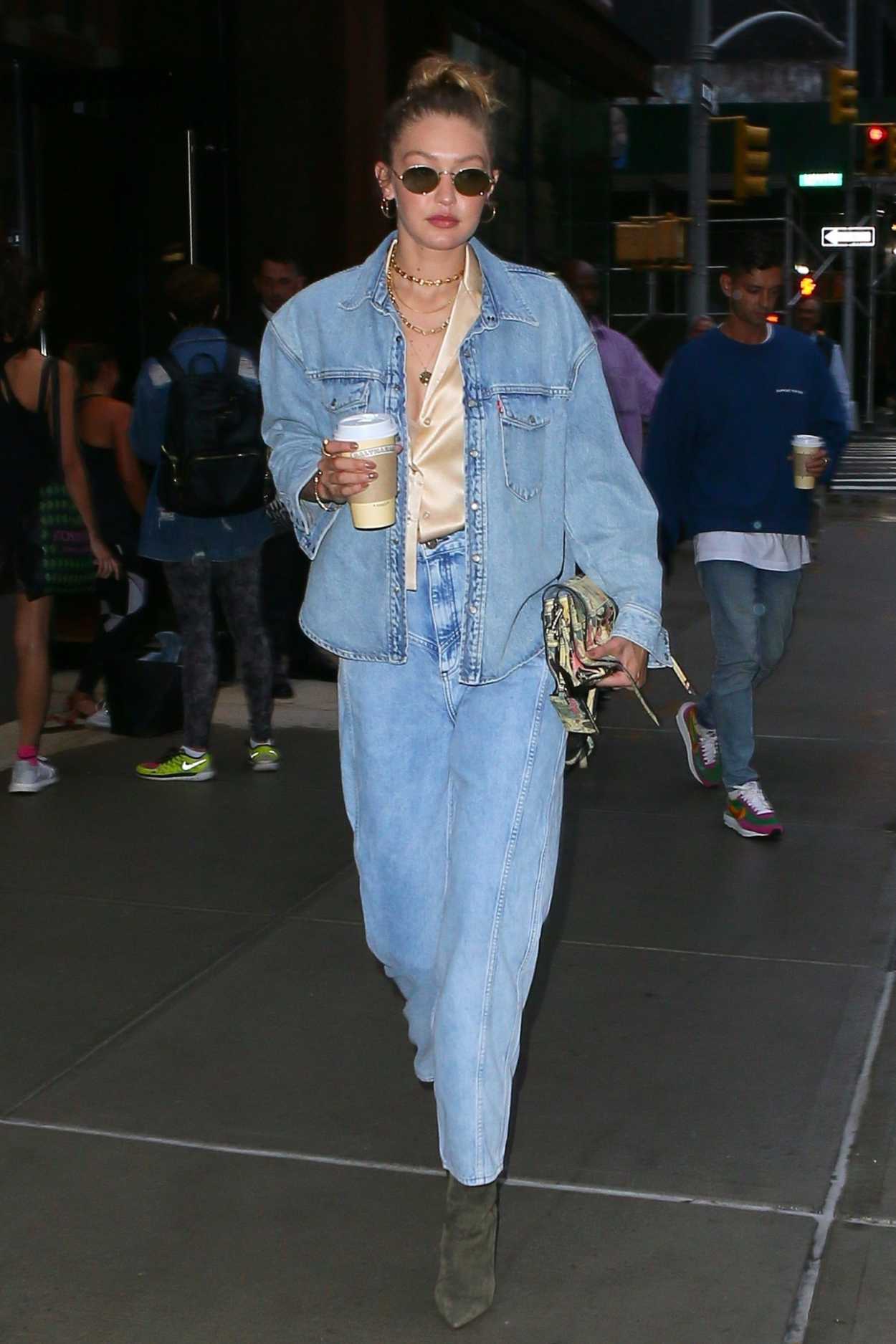 Gigi Hadid in a Blue Denim Suit Was Seen Out in NY 08/28/2019 ...