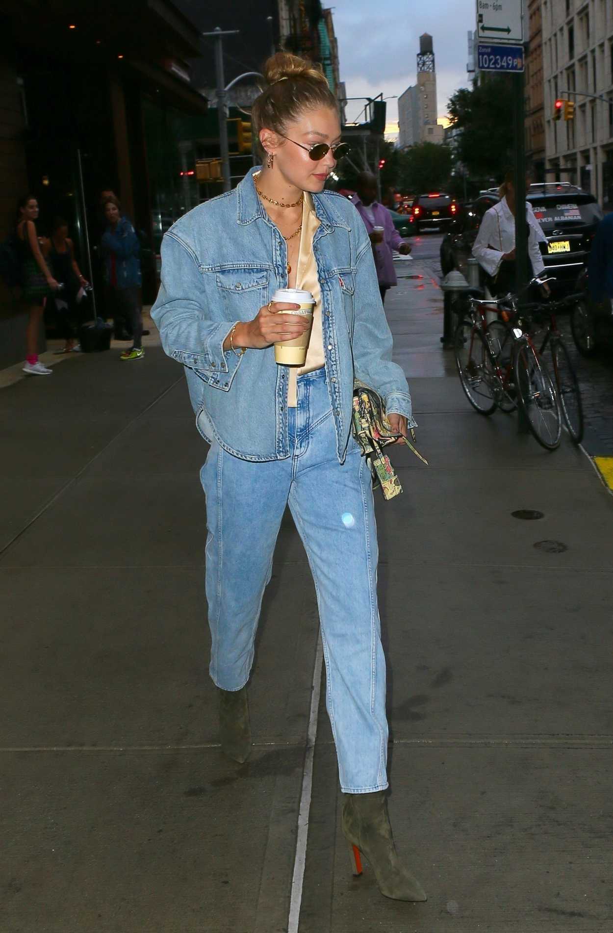 Gigi Hadid in a Blue Denim Suit Was Seen Out in NY 08/28/2019 ...