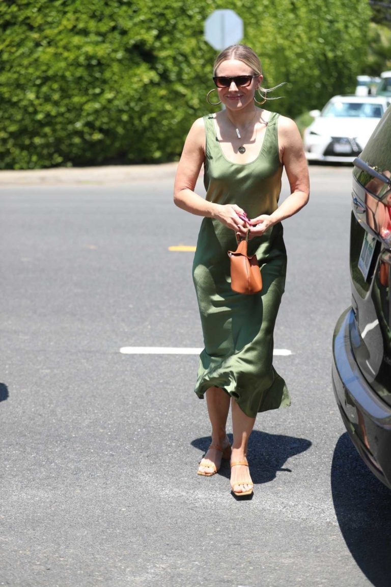 Kristen Bell in a Green Dress Leaves the Instyle Day of Indulgence