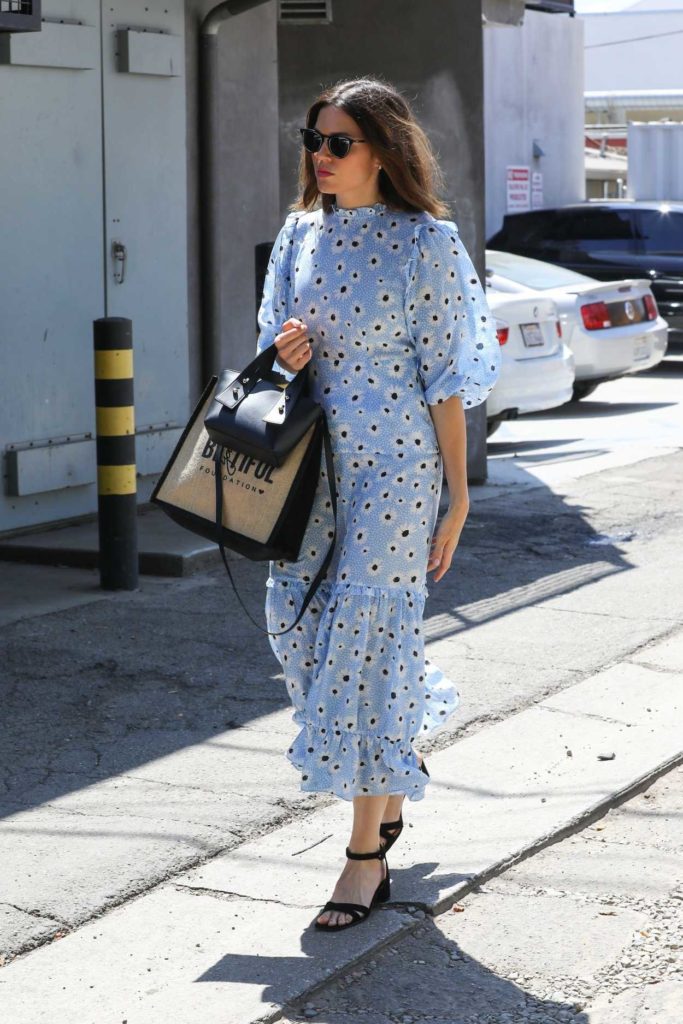 Mandy Moore in a Blue Floral Dress