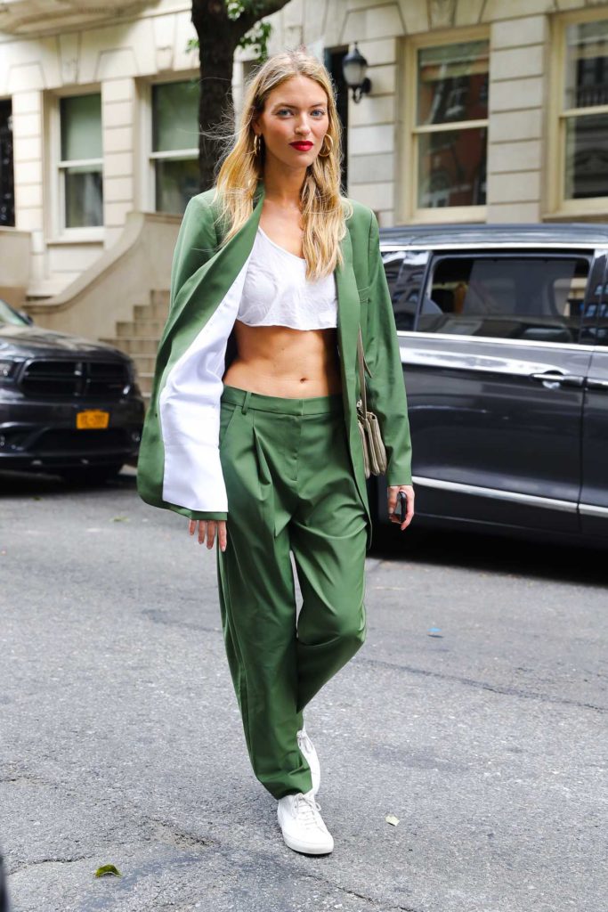 Martha Hunt in a Green Suit