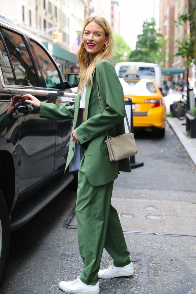 Martha Hunt in a Green Suit
