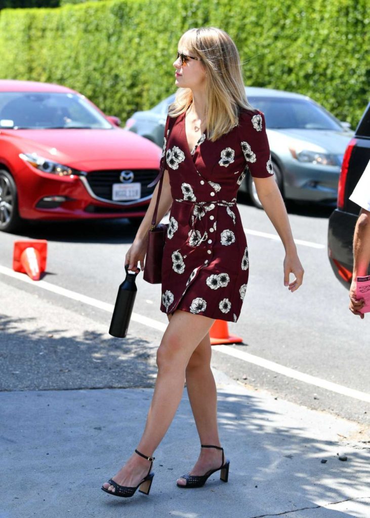 Melissa Benoist in a Red Floral Dress