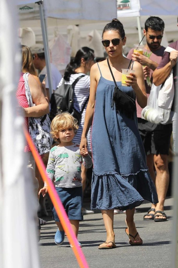 Mila Kunis in a Blue Sundress