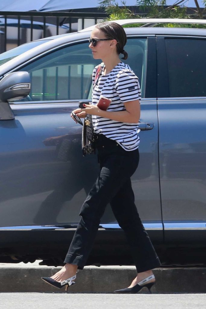 Natalie Portman in a White Striped Tee