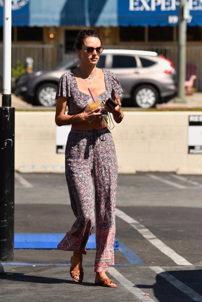 Alessandra Ambrosio in a Floral Suit