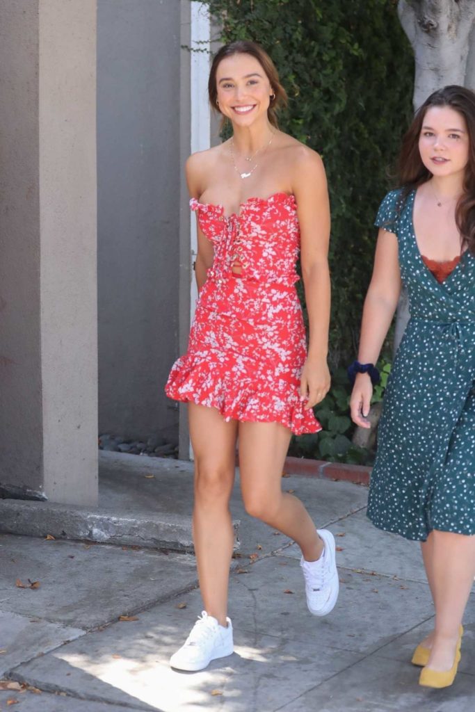 Alexis Ren in a Red Floral Dress