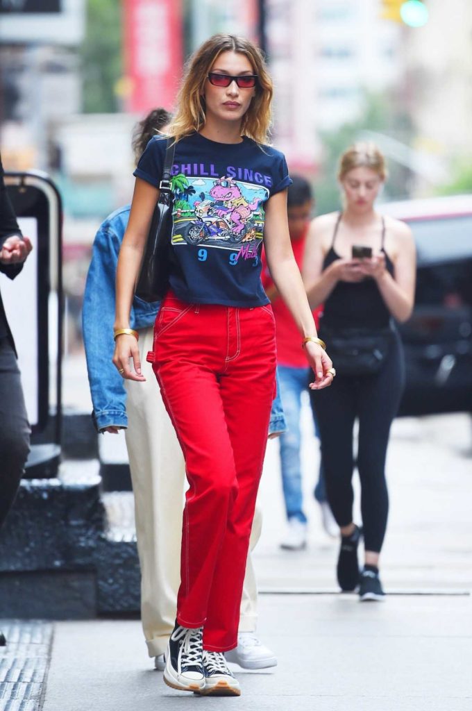Bella Hadid in a Red Pants