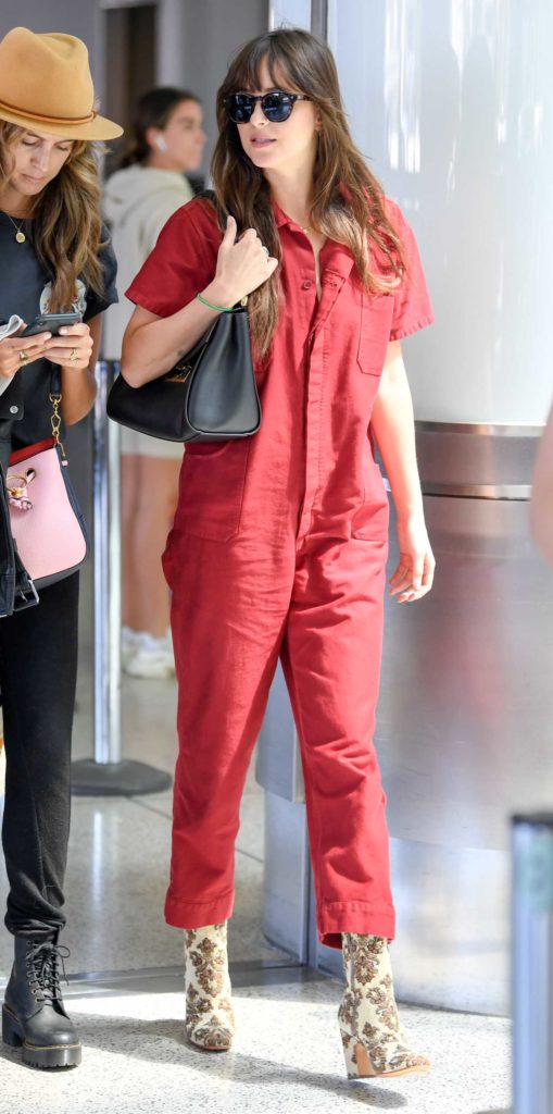 Dakota Johnson in a Red Jumpsuit