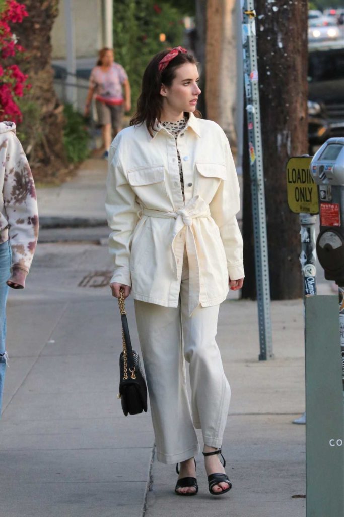 Emma Roberts in a White Suit