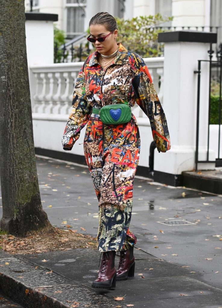 Rita Ora in a Floral Jumpsuit