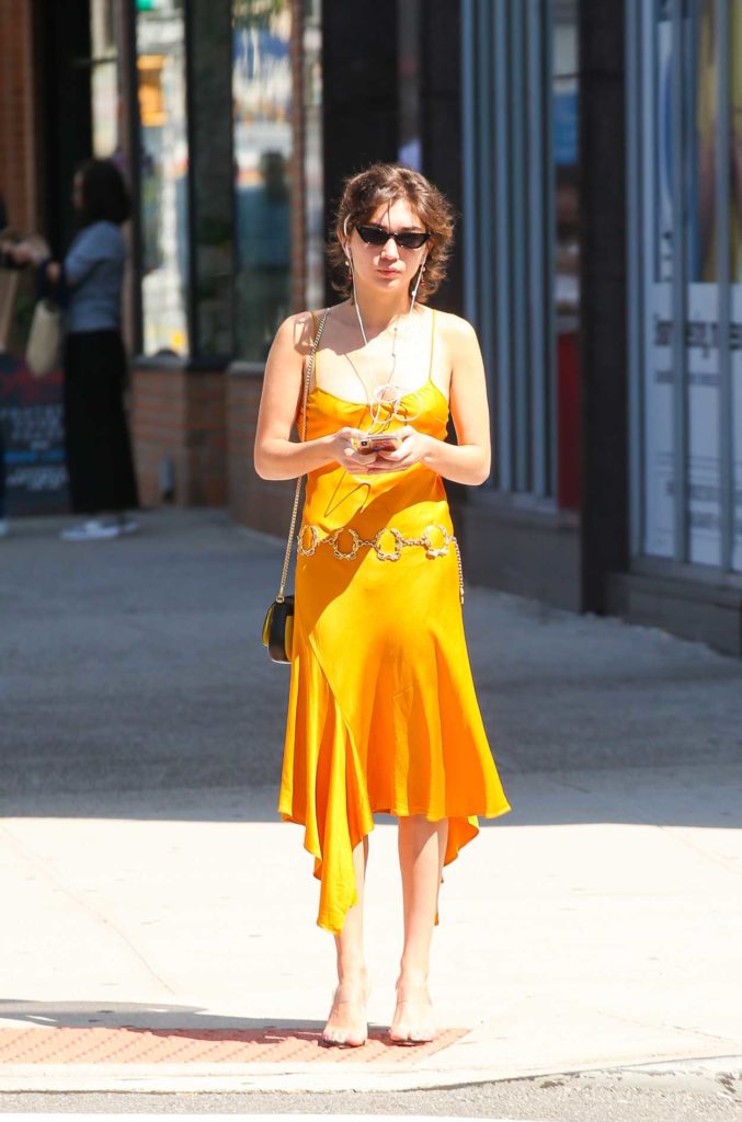 Rowan Blanchard in a Yellow Dress
