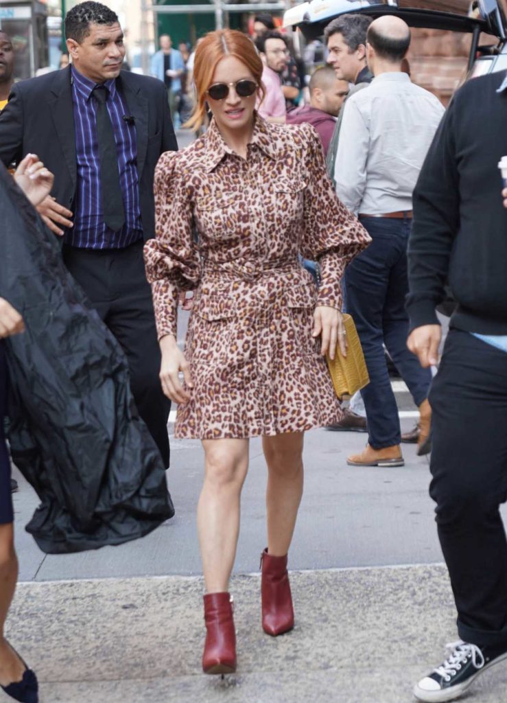 Brittany Snow in a Leopard Print Dress