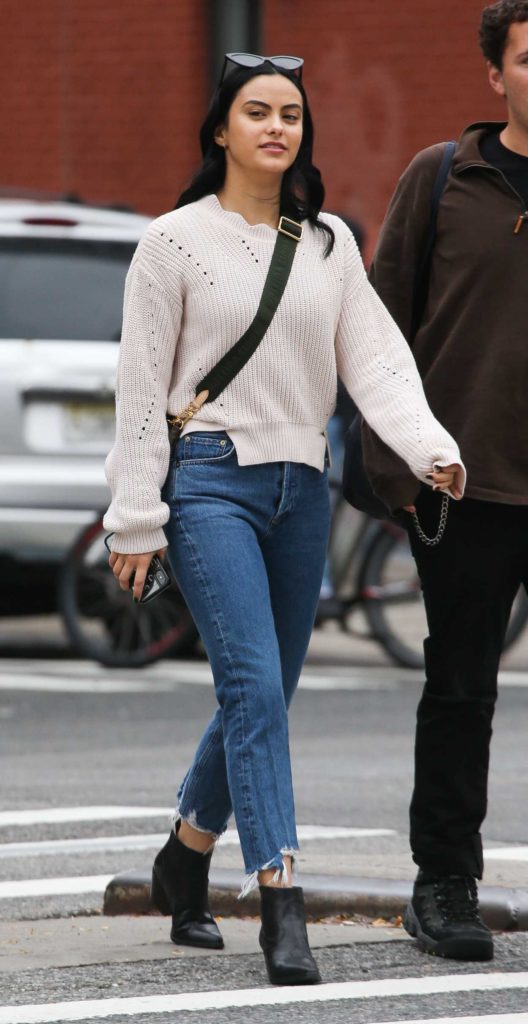 Camila Mendes in a Beige Sweater