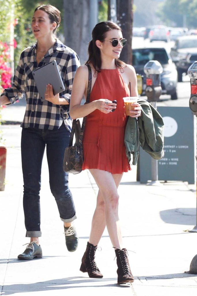 Emma Roberts in a Short Red Dress