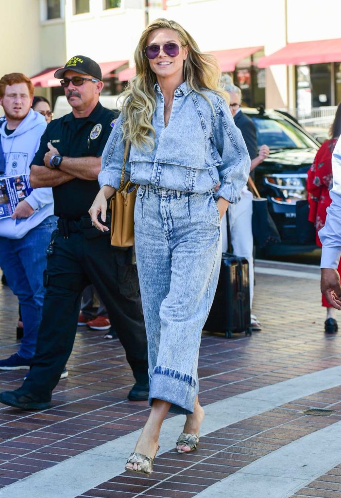 Heidi Klum in a Blue Denim Suit