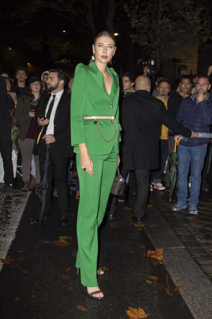 Maria Sharapova in a Green Suit