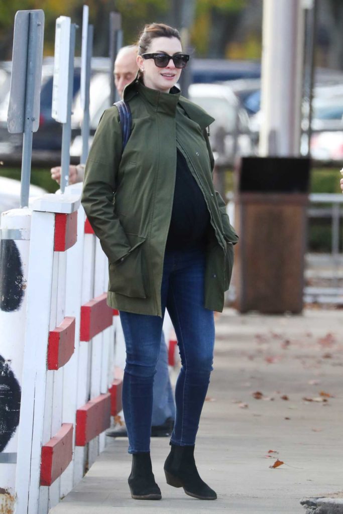 Anne Hathaway in a Green Jacket