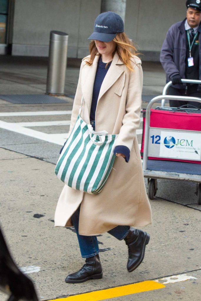 Emma Stone in a Beige Coat