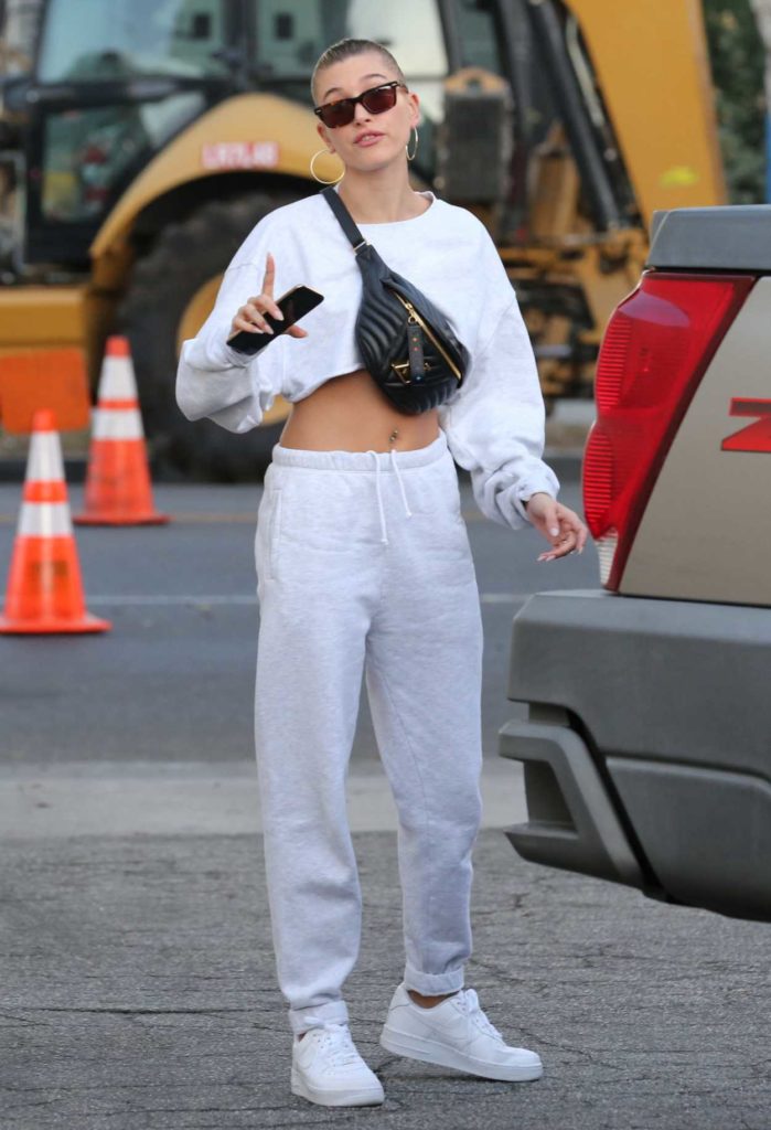 Hailey Bieber in a White Sneakers