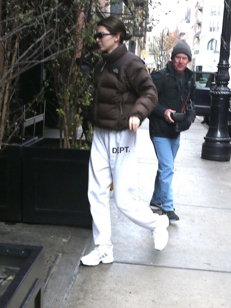Kendall Jenner in a White Sweatpants