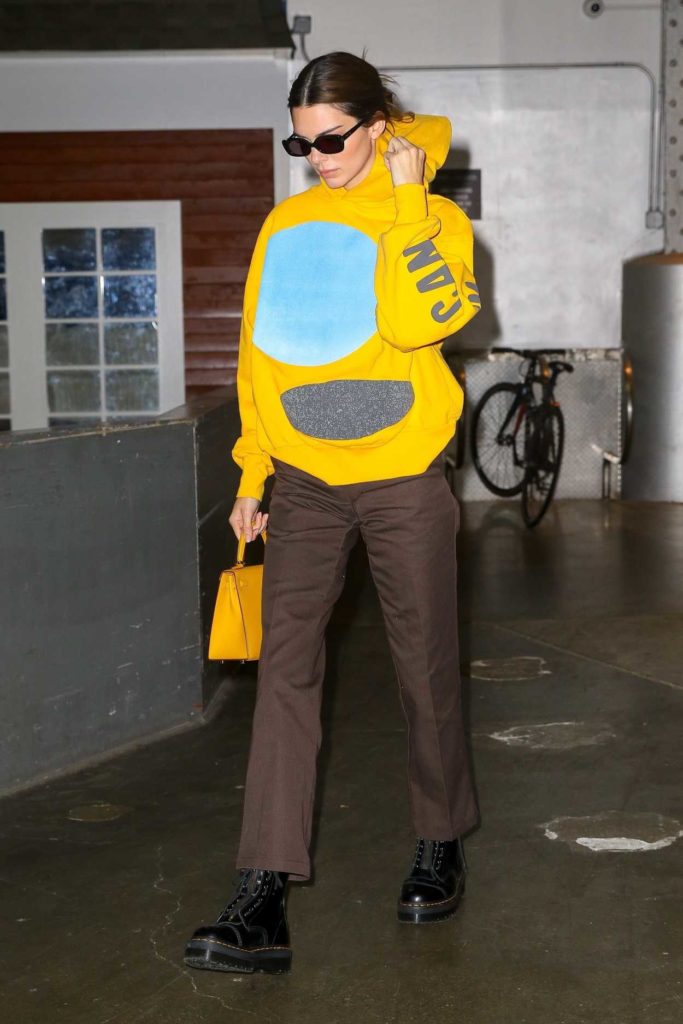 Kendall Jenner in a Yellow Hoody
