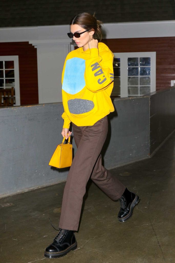 Kendall Jenner in a Yellow Hoody