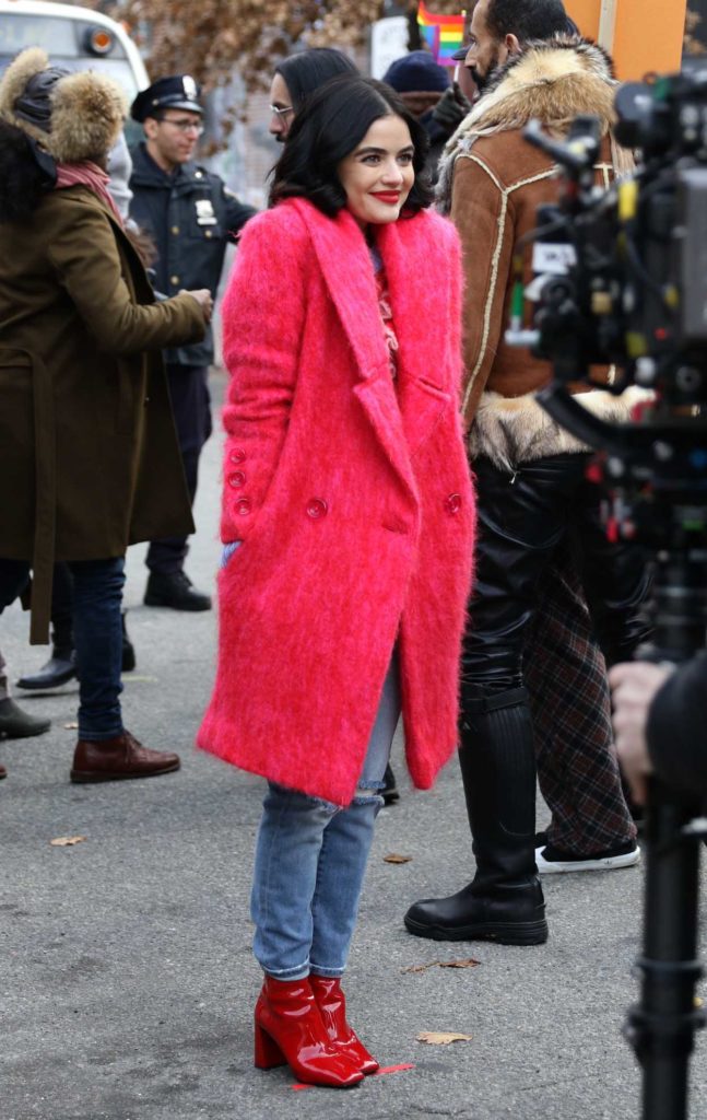 Lucy Hale in a Pink Coat