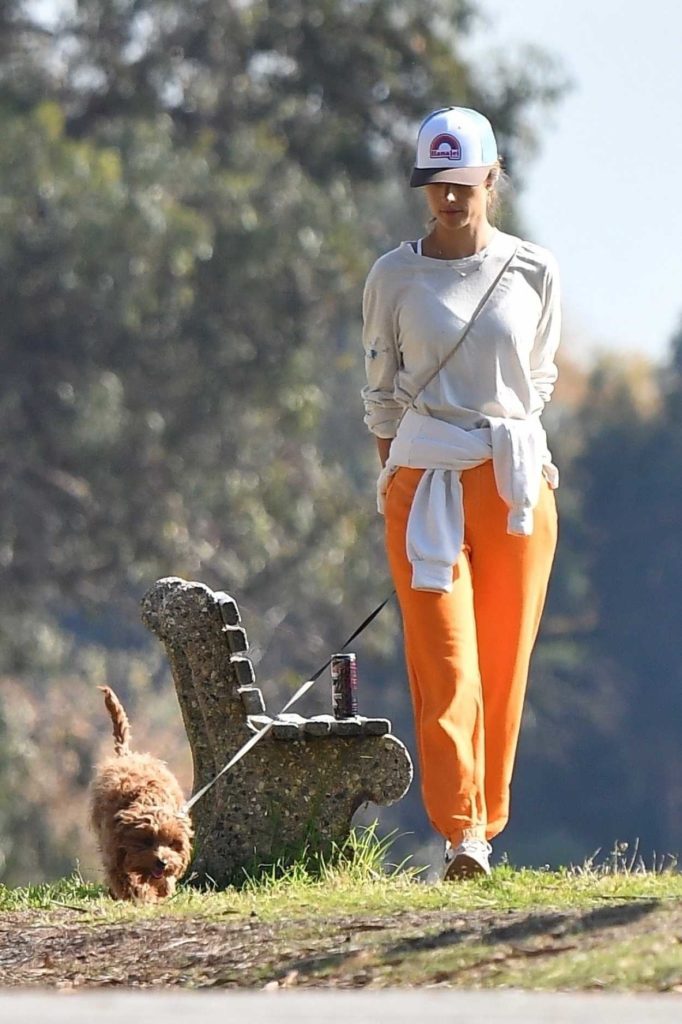 Alessandra Ambrosio in an Orange Sweatpants