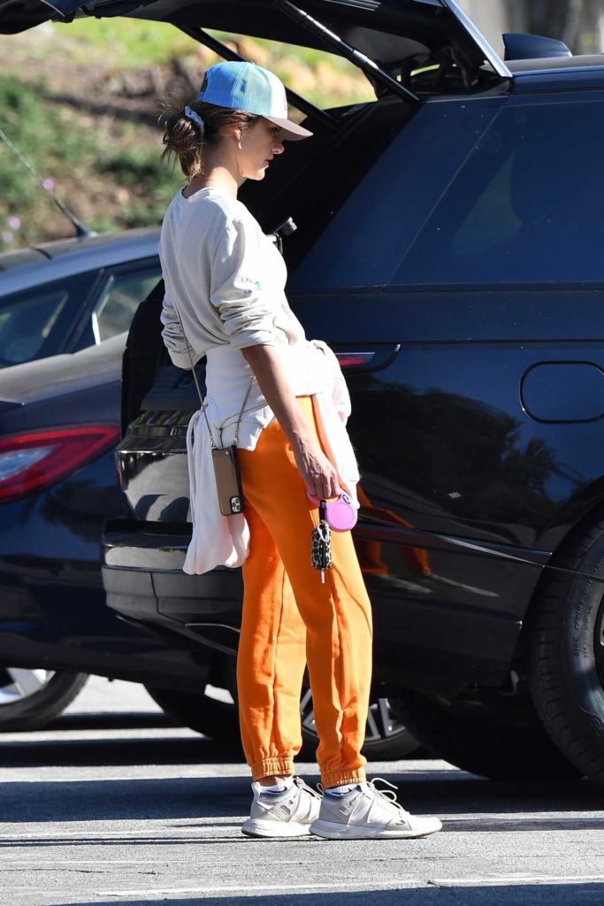 Alessandra Ambrosio in an Orange Sweatpants