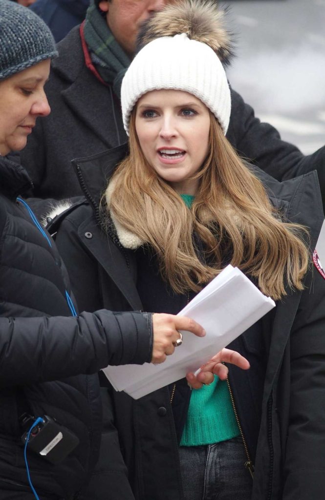 Anna Kendrick in a White Knit Hat