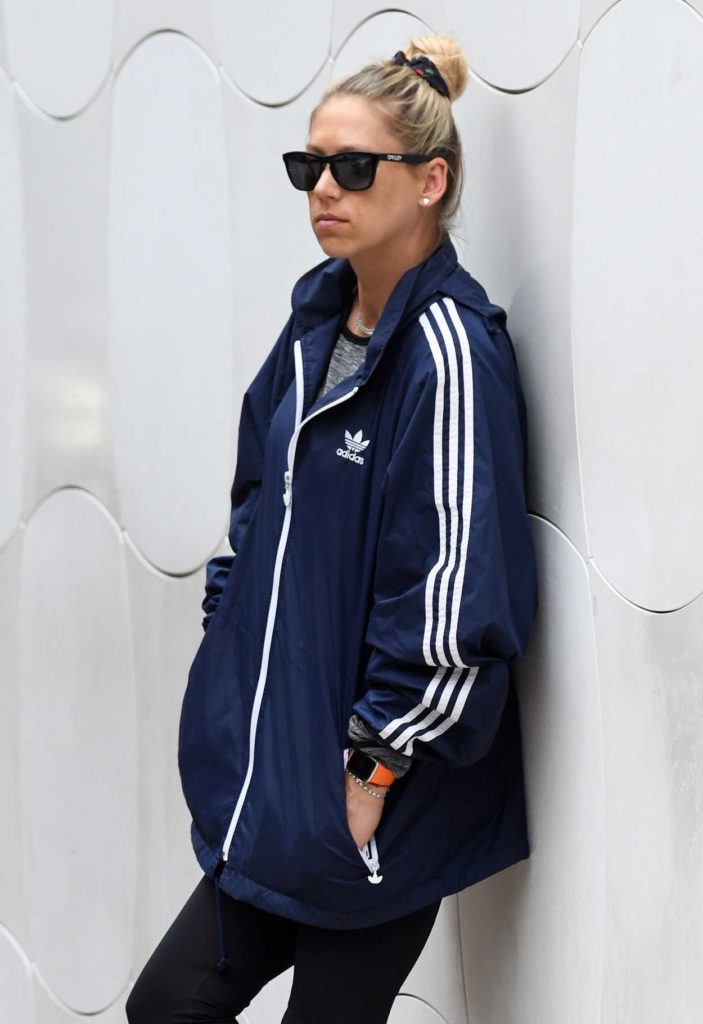 Anna Kournikova in a Blue Adidas Windbreaker